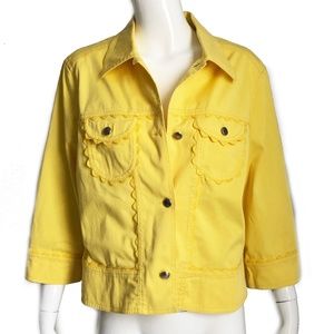 Escada Jacket Bright Yellow Patch Pockets Spring Summer